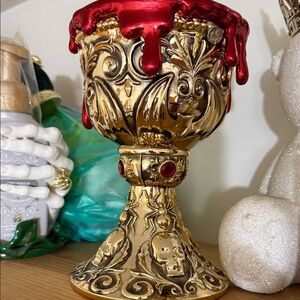 Bath & Body Works Gold and Red Ornate Candle Holder